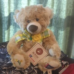Boyds Bears Tan Plush Bear with Yellow Accents
